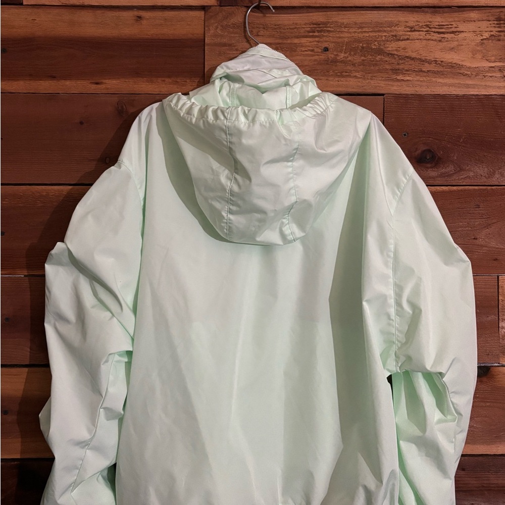 Women’s Light Mint Drawstring Bomber Jacket - Hooded Zip Front Oversized M - Picture 2 of 2